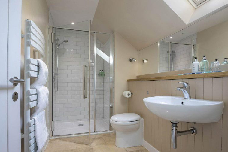 The ensuite bathrooms in one of the rooms of our Highland accommodation