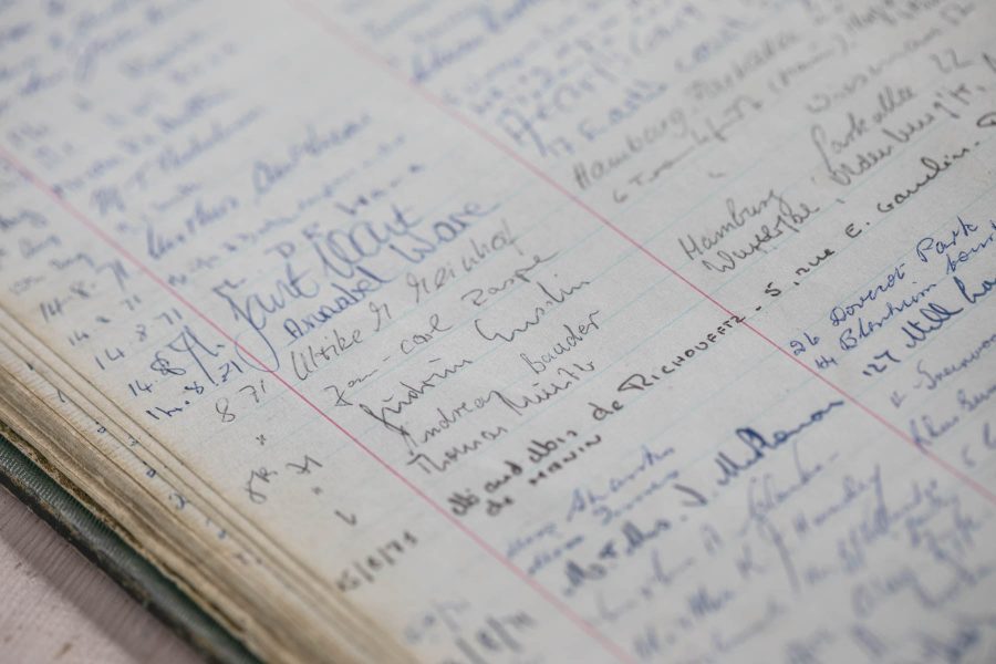 A list of names in a guest book